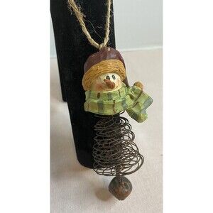 Christmas, 1 Resin Snowmen & Wire Christmas Tree W/ Bell ornament.